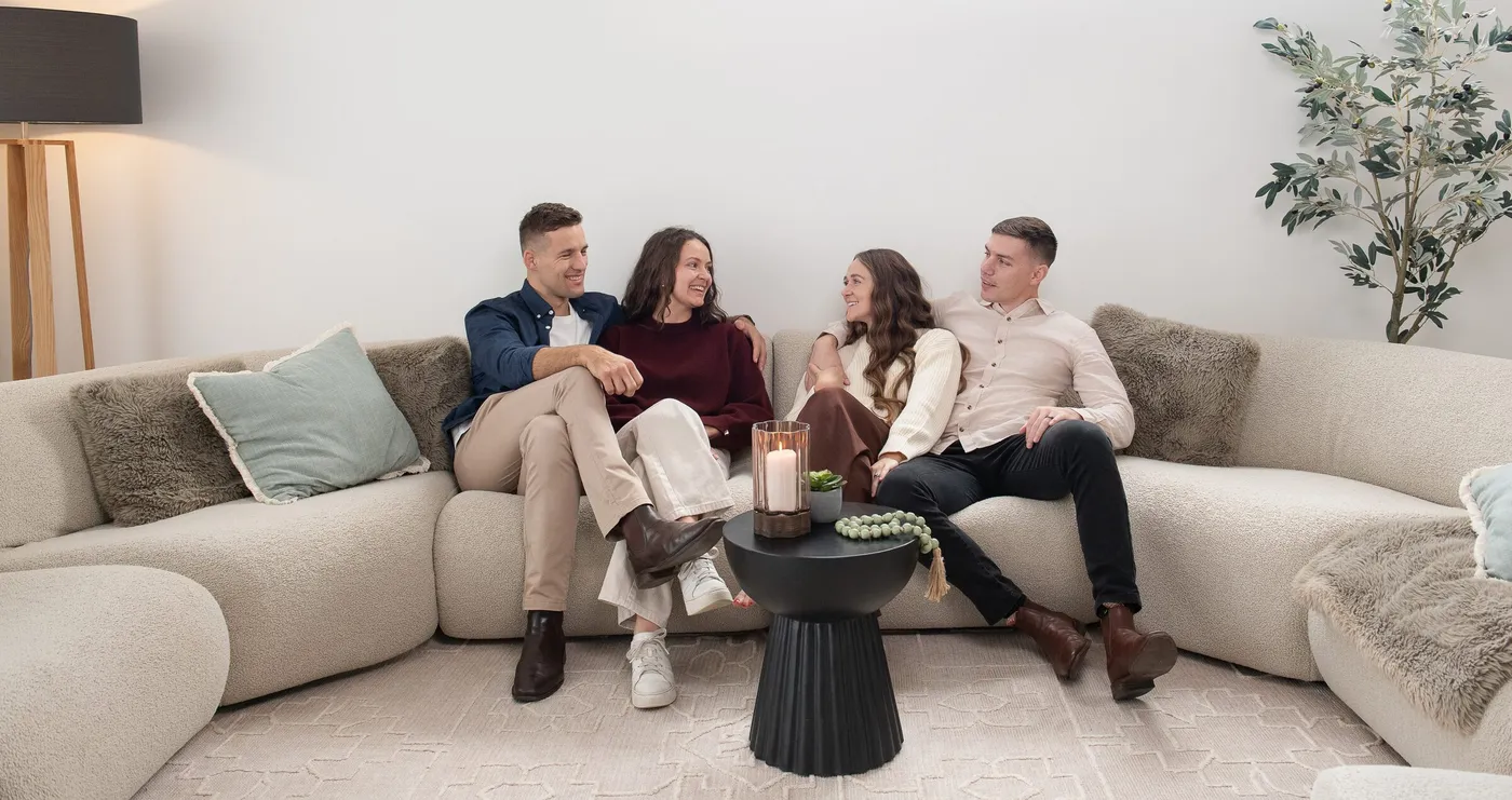 Family walking together — the people we build for